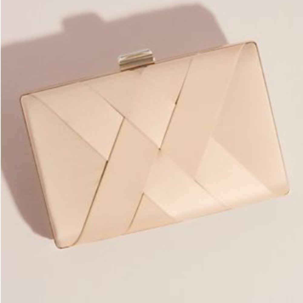 NWT Woven Front Box Clutch Bag / Purse with Crystal Clasp